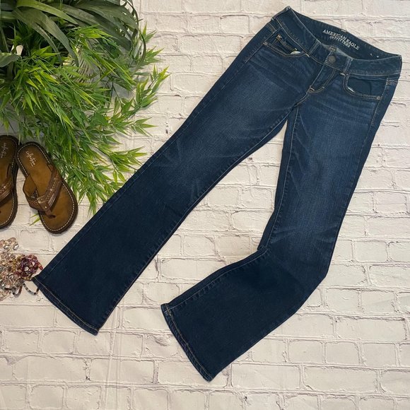 American Eagle Outfitters Denim - AEO Dark Wash, Low Rise, Kick Boot Stretch Jeans -